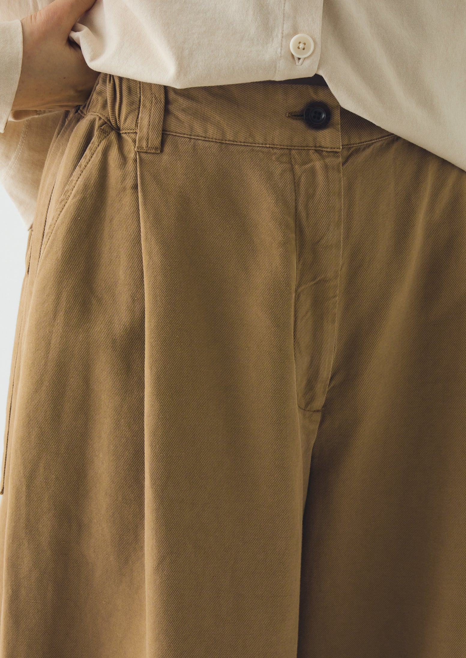Wide Leg Cotton Linen Twill Trousers | Warm Sand - Image 3
