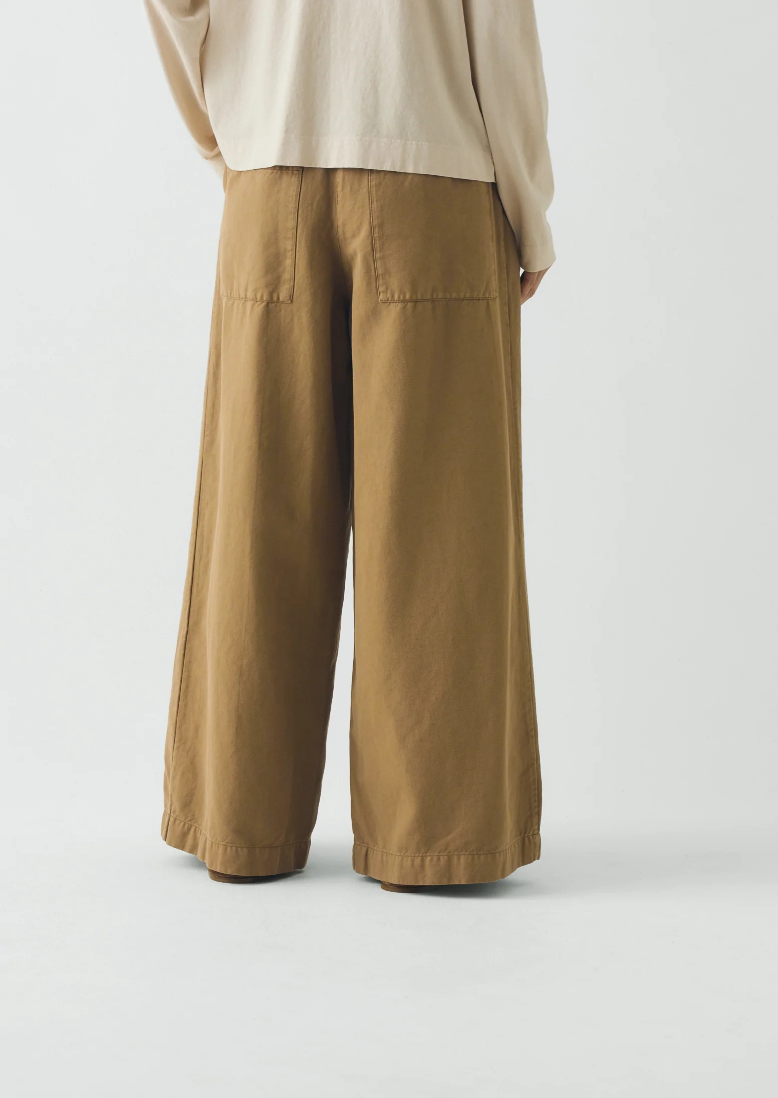 Wide Leg Cotton Linen Twill Trousers | Warm Sand - Image 5