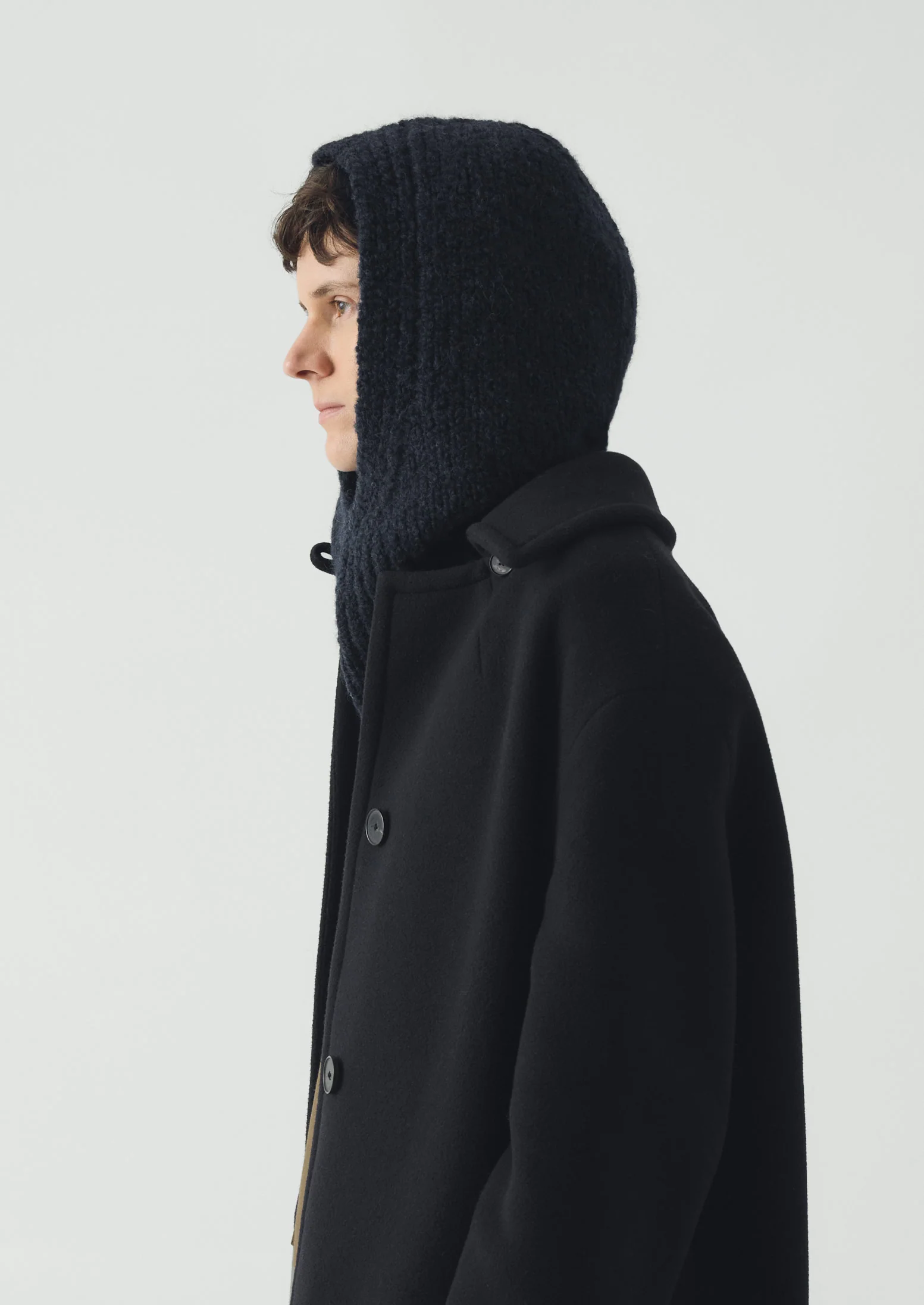 Wool Alpaca Boucle Hood | Navy - Image 3