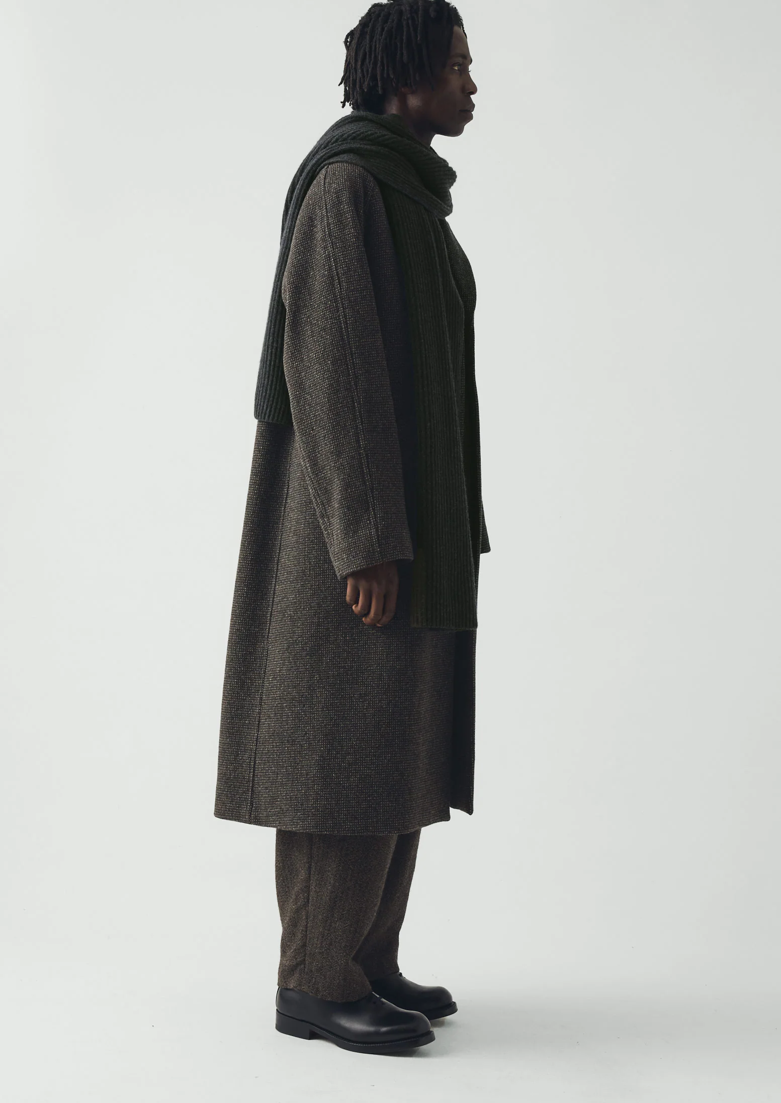 Wool Cashmere Fisherman Rib Scarf | Charcoal - Image 5