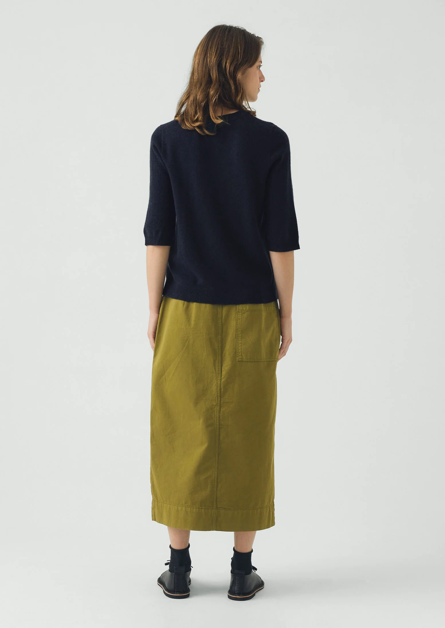 Wool Cashmere Half Sleeve Sweater | Darkest Navy - Image 3