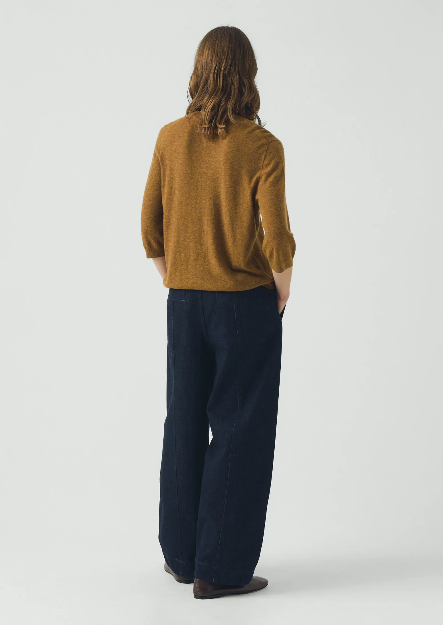 Wool Cashmere Half Sleeve Sweater | Tumeric - Image 3