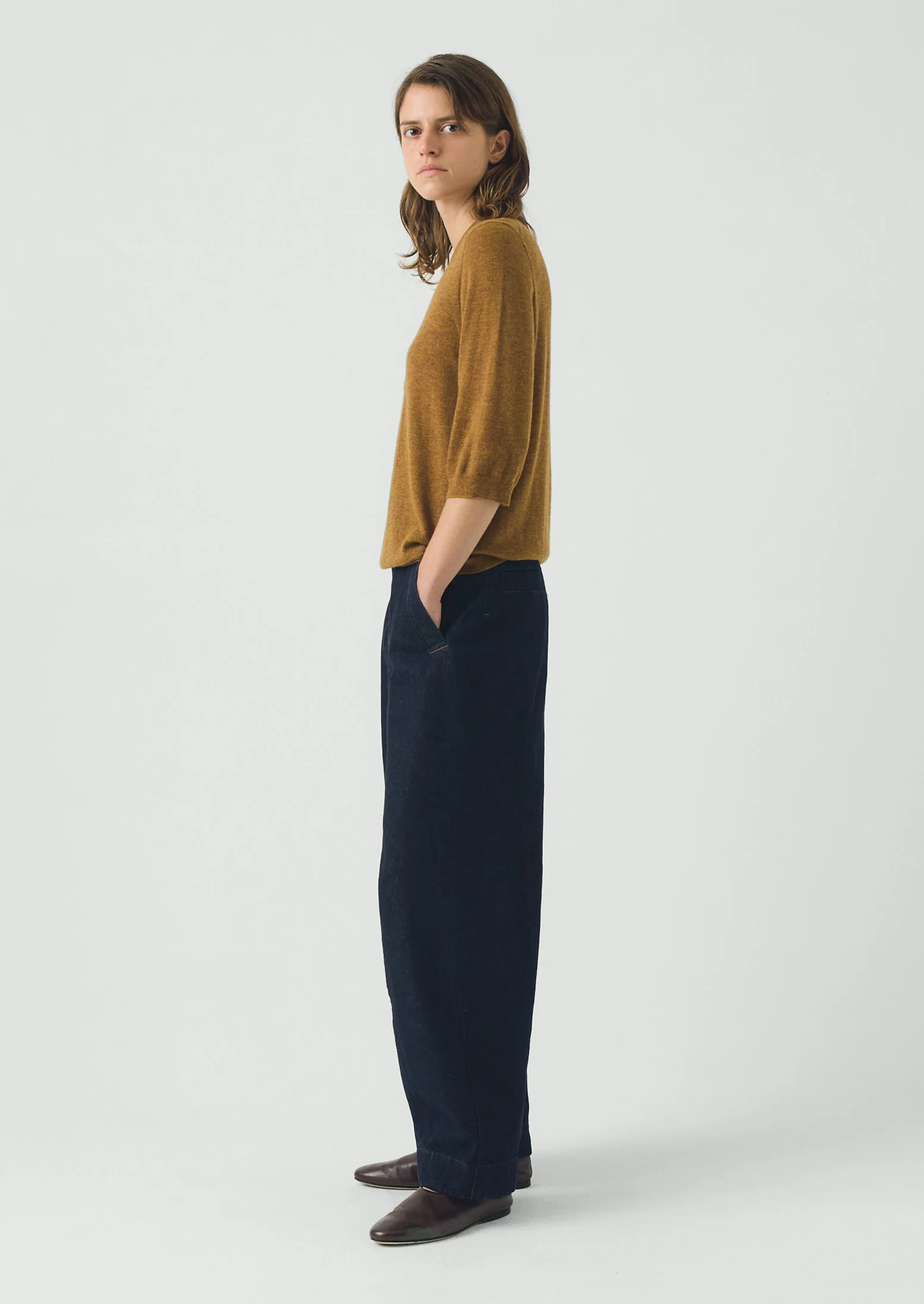 Wool Cashmere Half Sleeve Sweater | Tumeric - Image 4