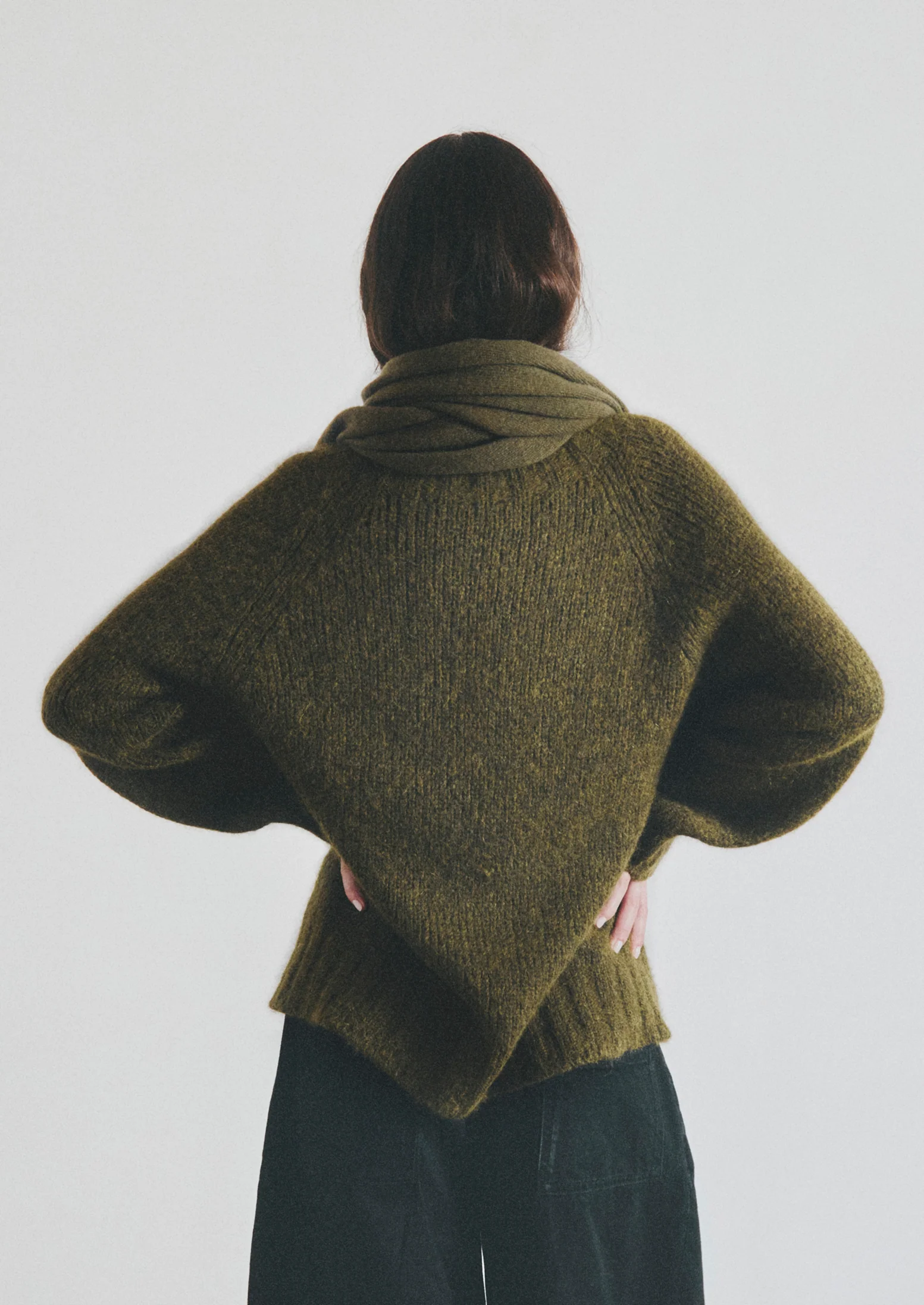 Wool Cashmere Large Bandana | Olive - Image 6