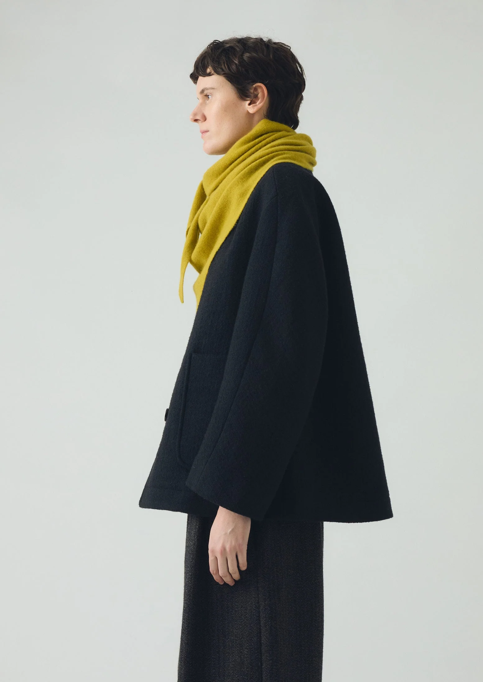Wool Cashmere Large Bandana | Yellow Moss - Image 3