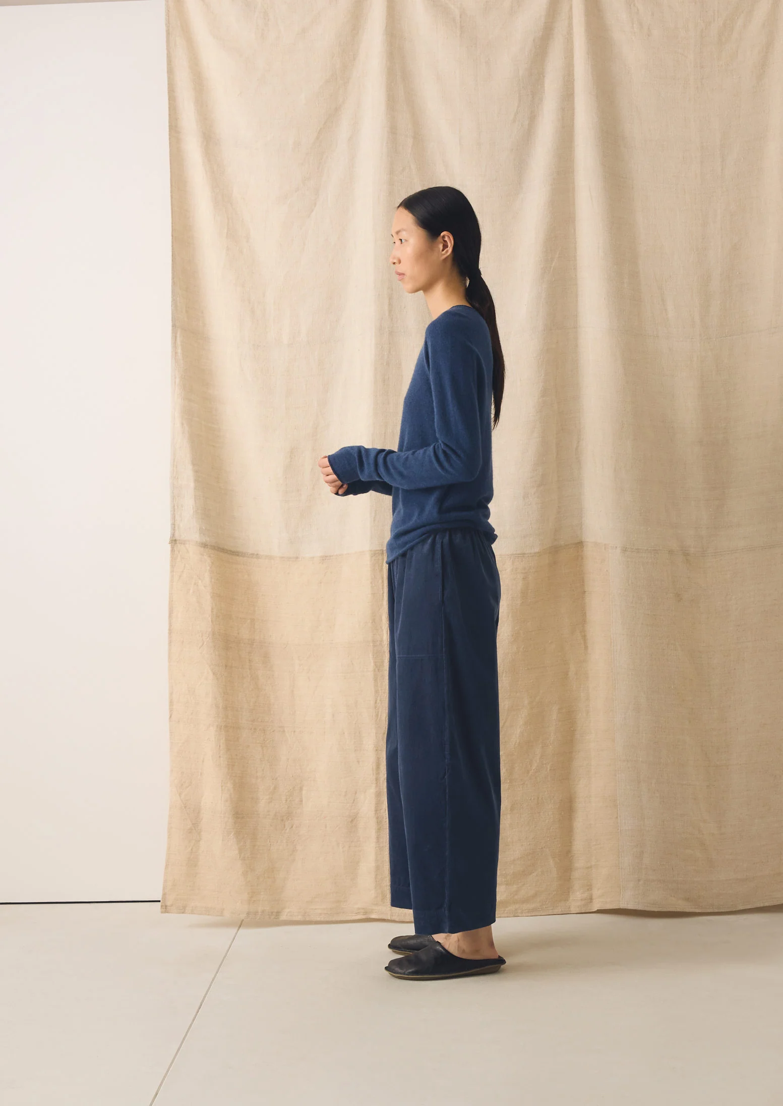 Wool Cashmere Neat Sweater | Midnight - Image 3