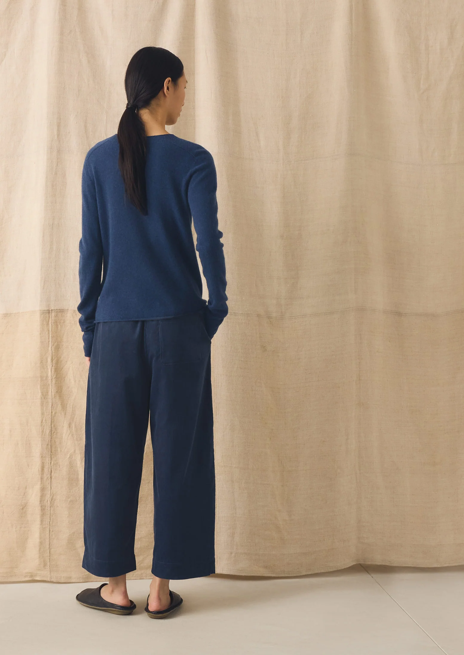 Wool Cashmere Neat Sweater | Midnight - Image 4