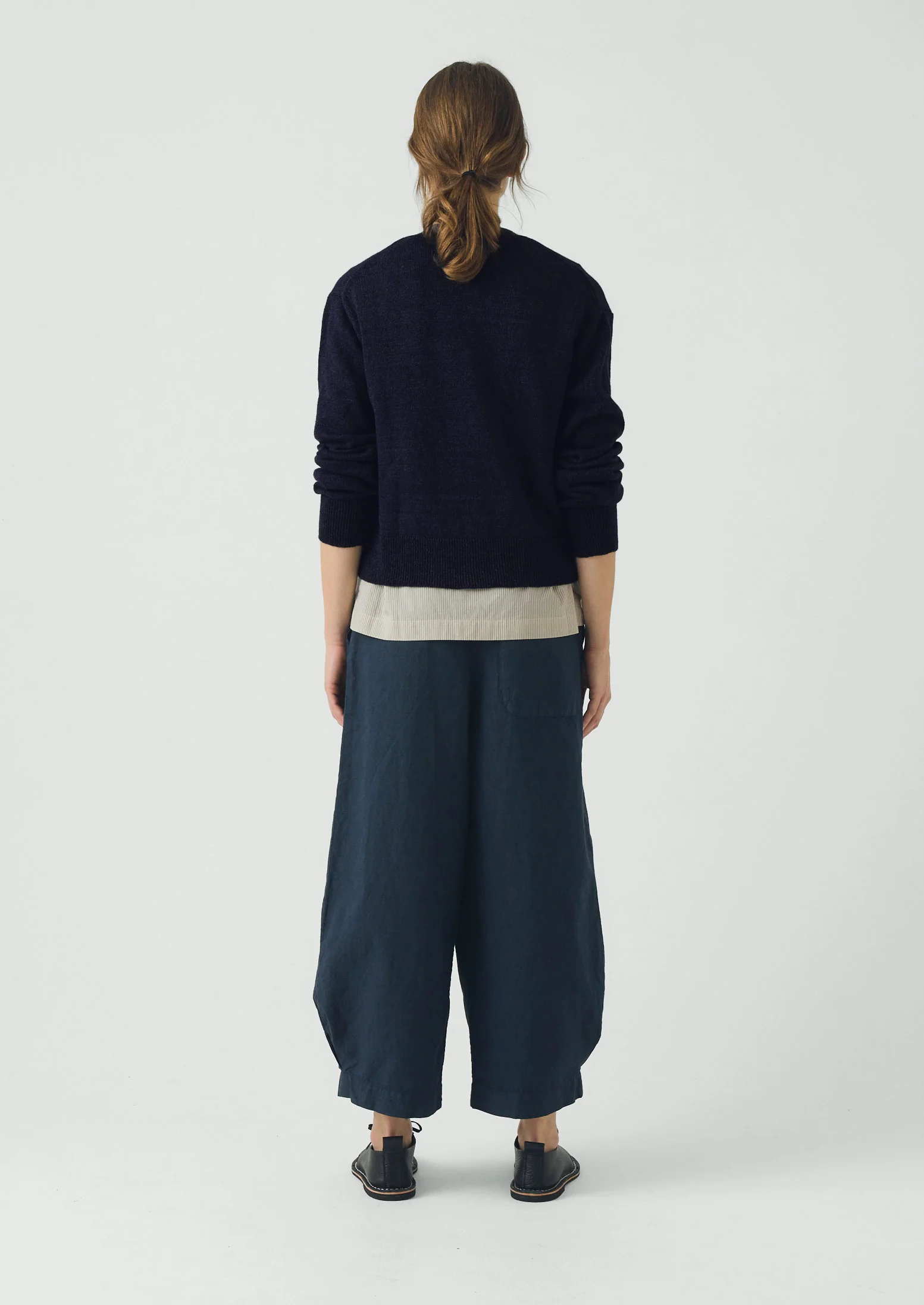 Wool Linen Patch Pocket Cardigan | Dark Navy - Image 5