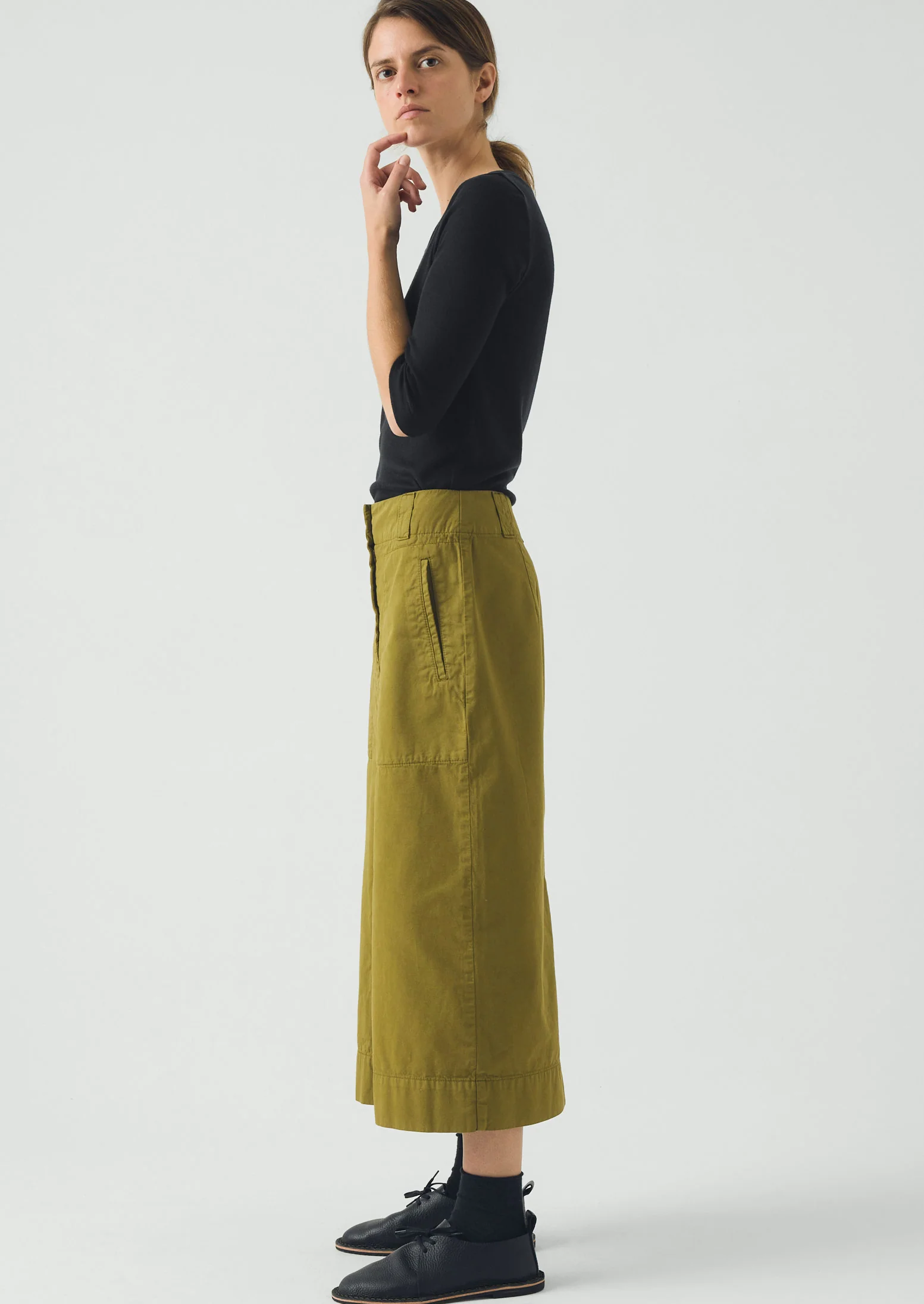 Wool Lyocell Scoop Neck Tee | Ink - Image 3